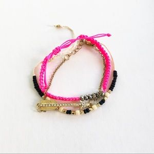 friendship bracelets pink braid gold arrow beaded